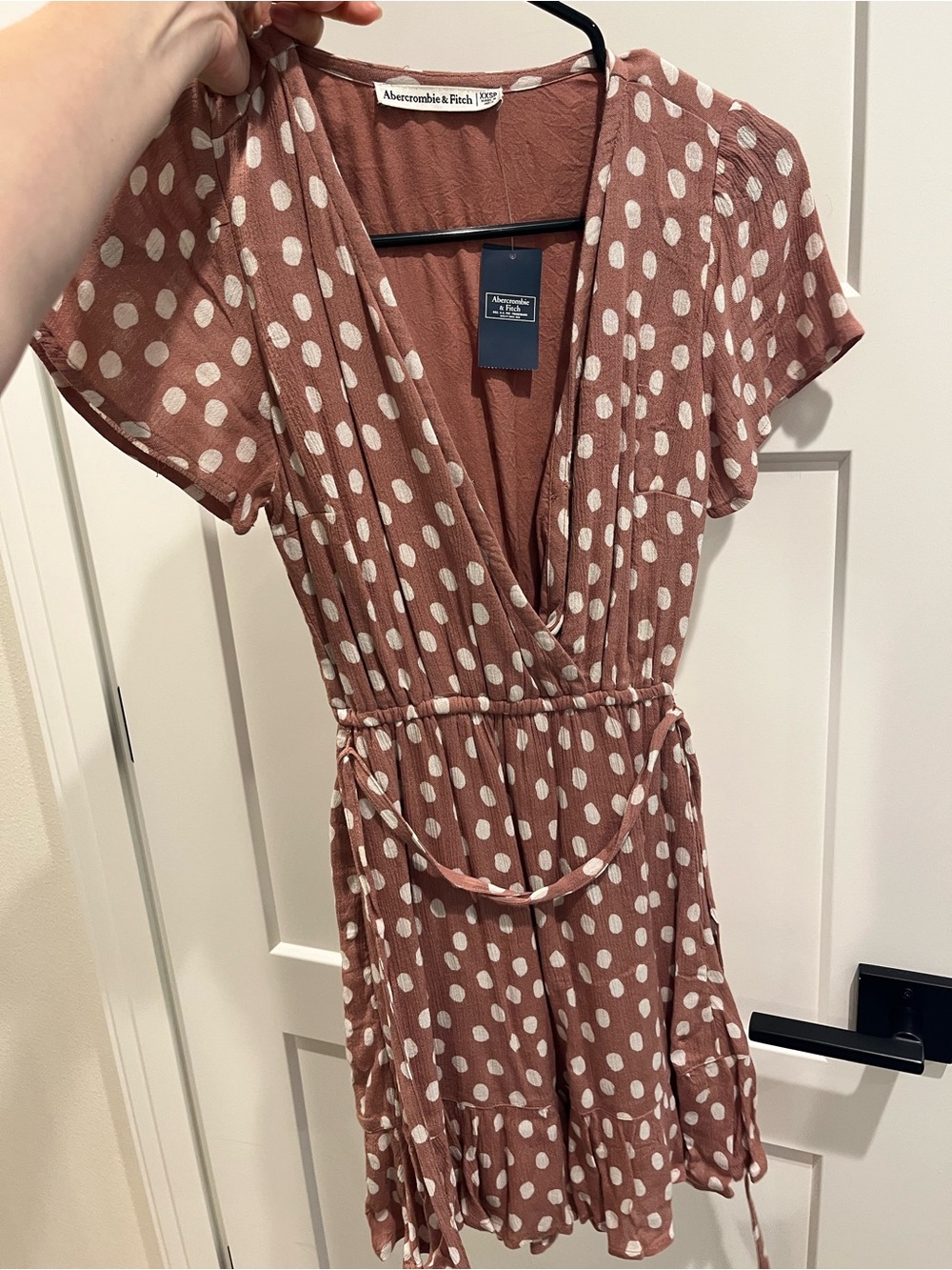 Abercrombie & Fitch Pink Rust Polka Dot Dress Size XXS New